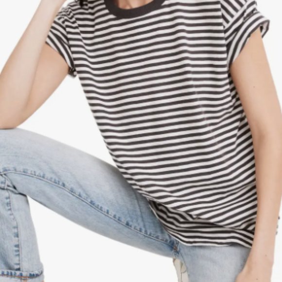 Madewell Tops - Madewell Damien Stripe Whisper Cotton Rib Crewneck T-Shirt